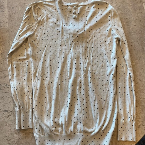 Volcom Sweater Women S/P Ivory with Black Polka Dots Knit Long Sleeve - Picture 3 of 5